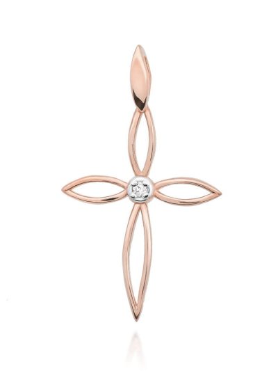 Krzyżyk D0029 Diament 0,02ct różowe złoto