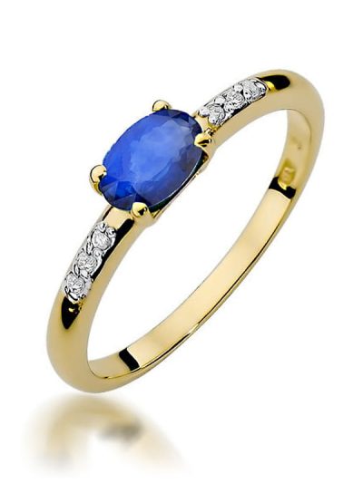 Pierścionek W0077 Szafir 0,70ct żółte złoto