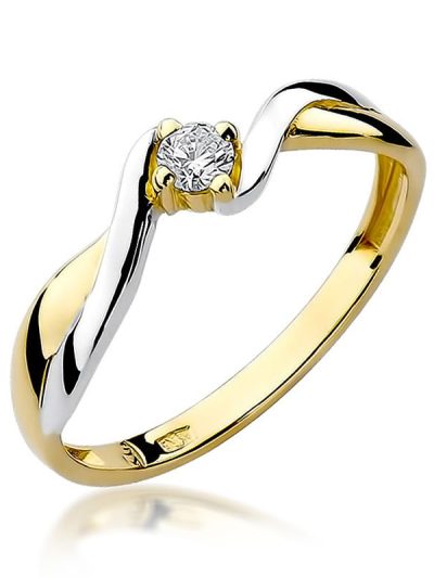 Pierścionek W0208 Diament 0,08ct żółte złoto