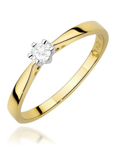 Pierścionek W0229 Diament 0,10ct żółte złoto