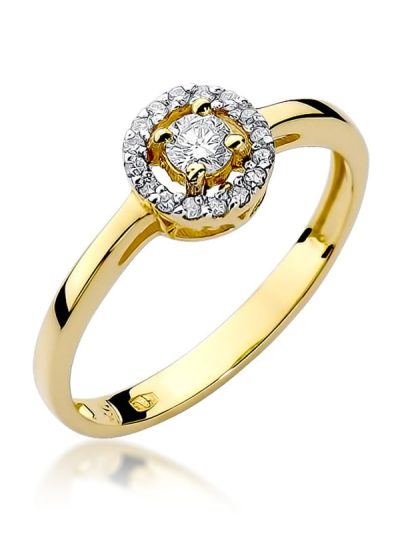 Pierścionek W0238 Diament 0,12ct żółte złoto