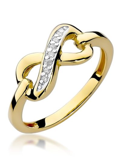 Pierścionek W0285 z diamentami żółte złoto