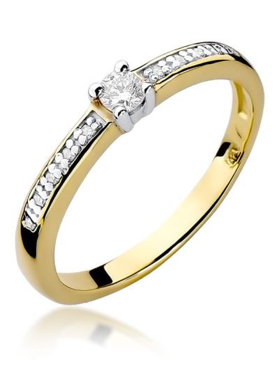 Pierścionek W0288 Diament 0,08ct żółte złoto