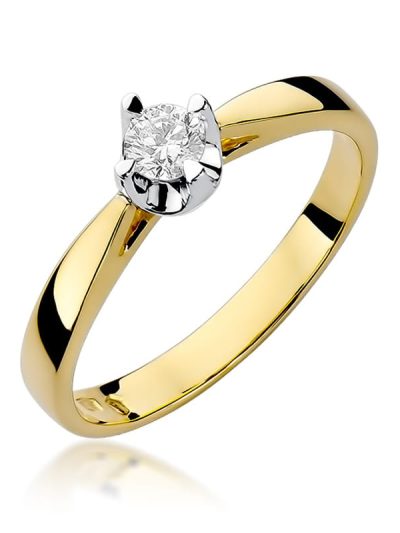 Pierścionek W0293 Diament 0,20ct żółte złoto