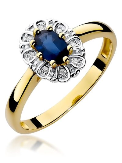 Pierścionek W0304 Szafir 0,70ct żółte złoto