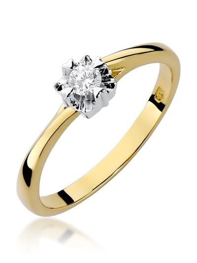 Pierścionek W0318 Diament 0,10ct żółte złoto