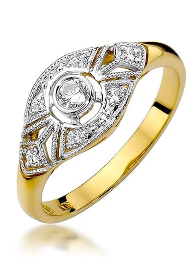 Pierścionek W0413 Diament 0,10ct żółte złoto