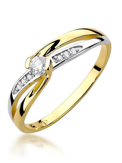 Pierścionek W0415 Diament 0,10ct żółte złoto