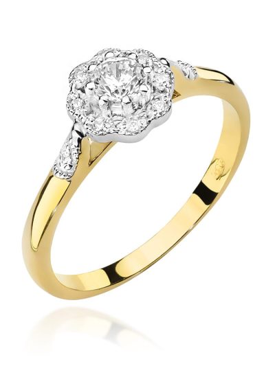 Pierścionek W0434 Diament 0,23ct żółte złoto