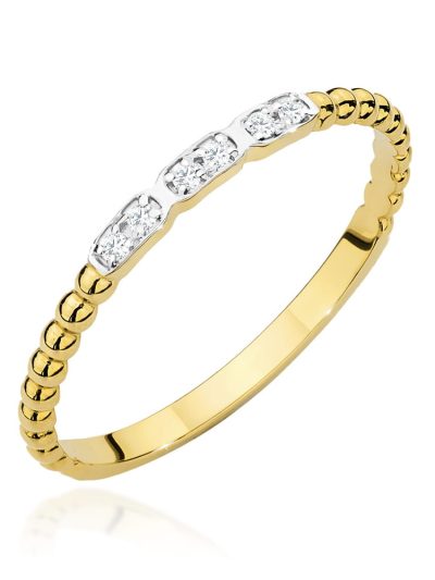 Pierścionek W0479 z diamentami żółte złoto
