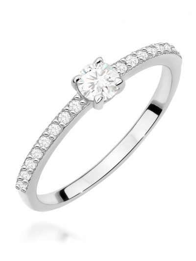 Pierścionek W0671 z diamentami białe złoto