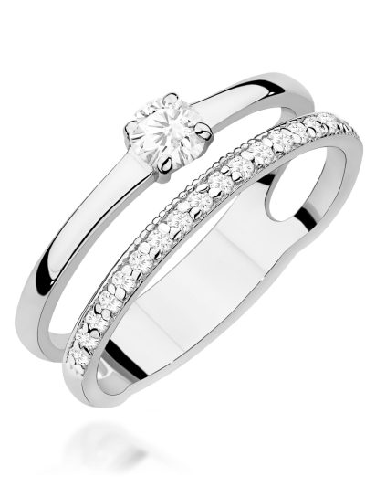 Pierścionek W0674 z diamentami białe złoto