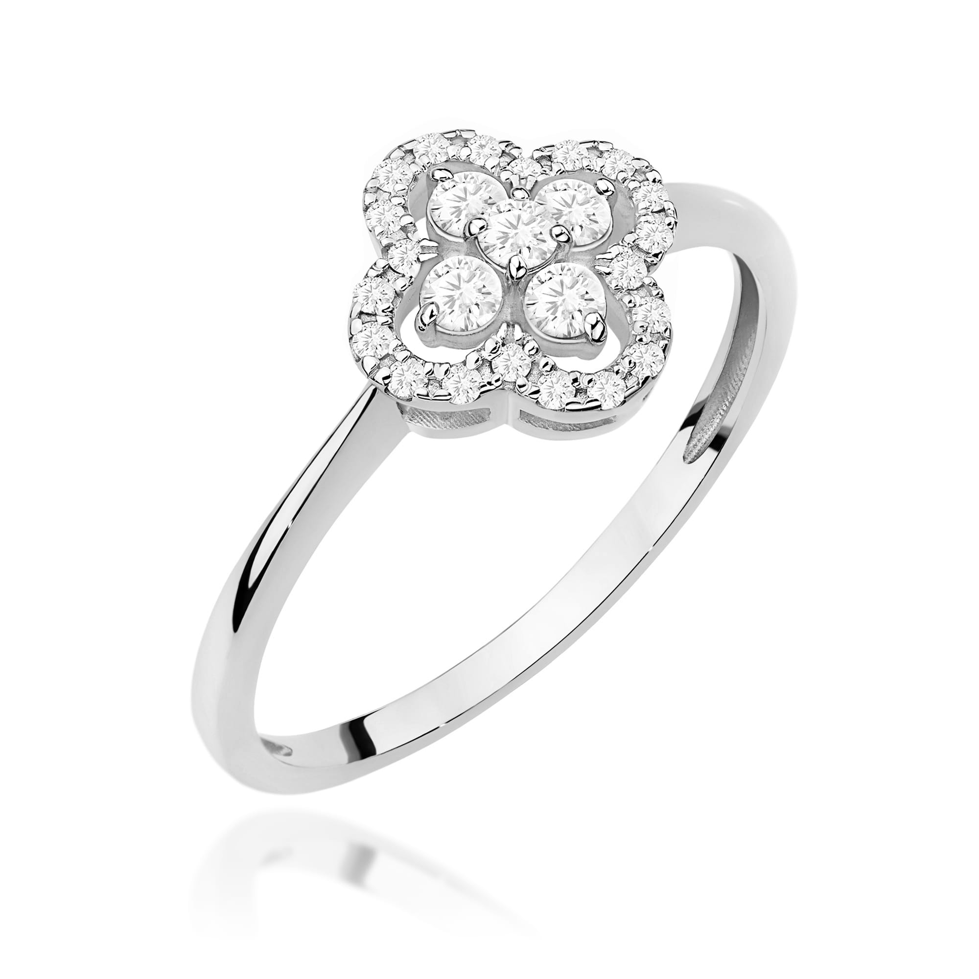 Pierścionek W0696 z diamentami białe złoto